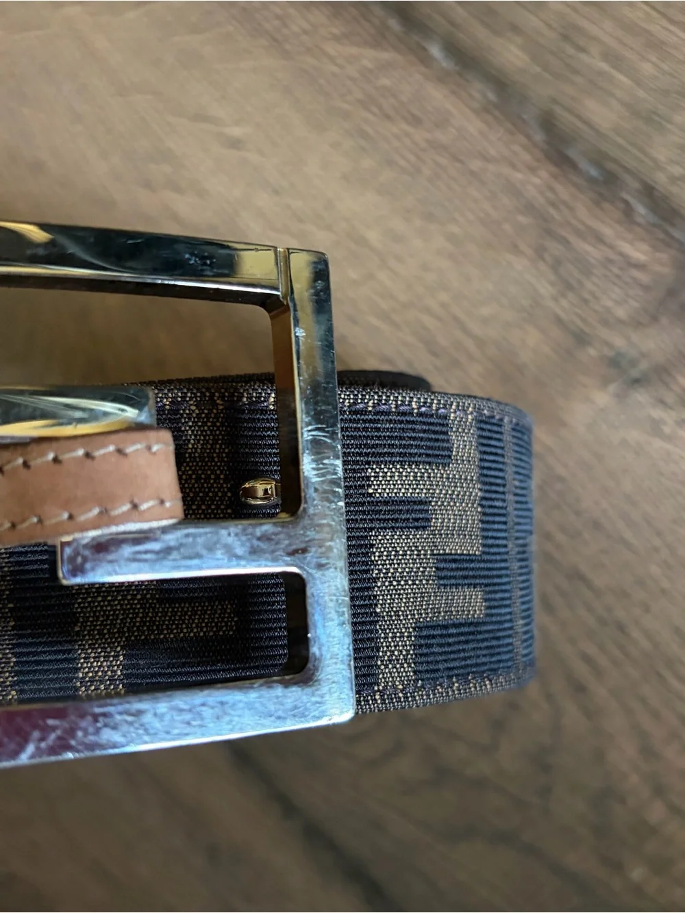 Fendi signature brown leather belt size US 34